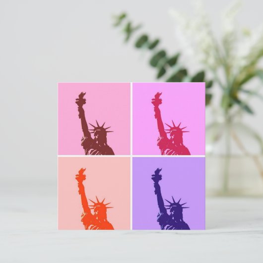 Pop Art Art Statue der Freiheit Einladung (Stehend Vorderseite)