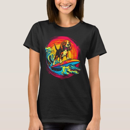 Pop Art Artist Design Beagle Dog Surf T-Shirt (Vorderseite)