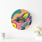 Pop Art Astronaut Driving Rocket Car Große Wanduhr (Zuhause)