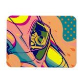 Pop Art Astronaut Driving Rocket Car Magnet (Horizontal)