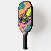 Pop Art Astronaut Driving Rocket Car Pickleball Schläger (Links)