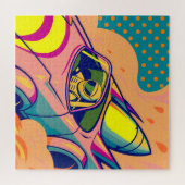 Pop Art Astronaut Driving Rocket Car Puzzle (Horizontal)