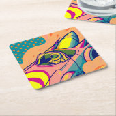 Pop Art Astronaut Driving Rocket Car Rechteckiger Pappuntersetzer (angewinkelt)