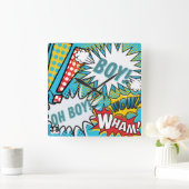 Pop Art Baby Boy Quadratische Wanduhr (Zuhause)