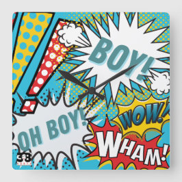 Pop Art Baby Boy Quadratische Wanduhr