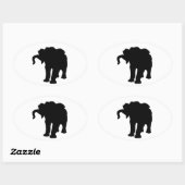 Pop Art Baby Elephant Silhouette Ovaler Aufkleber (Blatt)