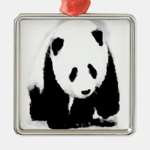 Pop Art Baby Panda Silbernes Ornament