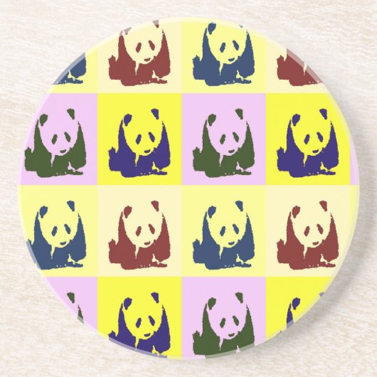 Pop Art Baby Pandas Sandstein Untersetzer (Vorne)