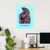 Pop Art Baby zebra personalisierbares Poster (Heimbüro)