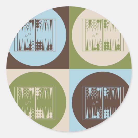 Pop Art Backgammon Runder Aufkleber (Vorderseite)