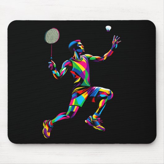 Pop Art Badminton Player Shuttle Badminto Mousepad (Vorne)