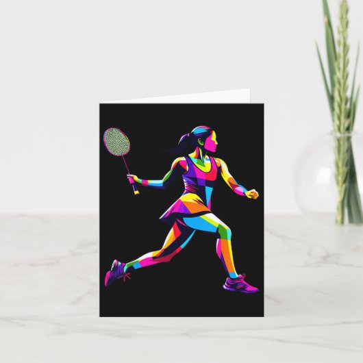 Pop Art Badminton Player Shuttle Women BadminToner Karte (Vorderseite)