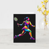 Pop Art Badminton Player Shuttle Women BadminToner Karte (Gelbe Blume)