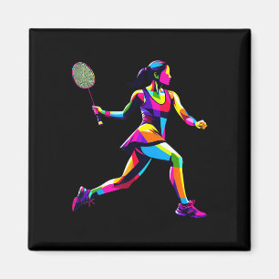 Pop Art Badminton Player Shuttle Women BadminToner Magnet