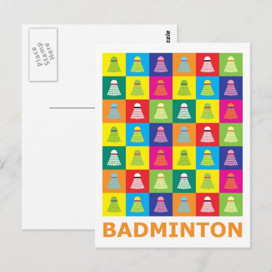 Pop Art Badminton Postkarte (Vorne/Hinten)