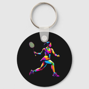 Pop-Art-Badminton-Spielerin Federball Frauen Badmi Schlüsselanhänger