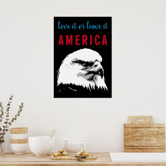 Pop Art Bald Eagle Liebe Verließ America Slogan Sa Poster (Küche)