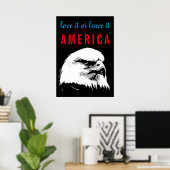 Pop Art Bald Eagle Liebe Verließ America Slogan Sa Poster (Heimbüro)
