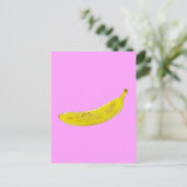 Pop Art Banana Rosa Hintergrund Postkarte (Stehend Vorderseite)