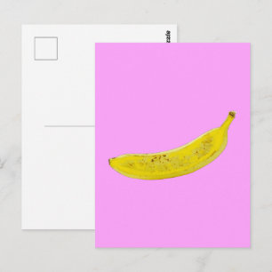 Pop Art Banana Rosa Hintergrund Postkarte