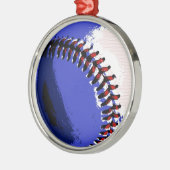 Pop Art Baseball Silbernes Ornament (Links)