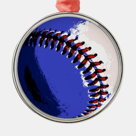 Pop Art Baseball Silbernes Ornament (Vorne)