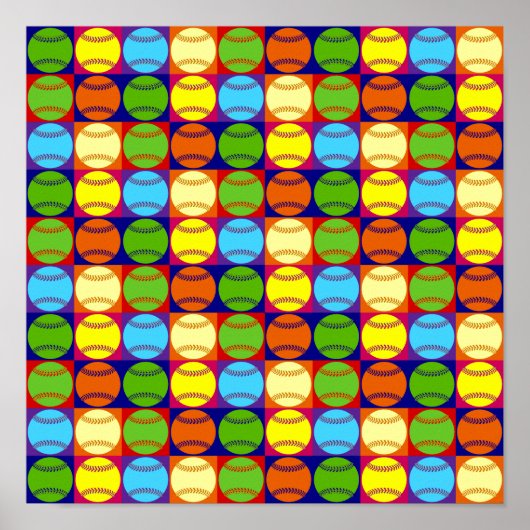 Pop Art Baseballs Muster Poster (Vorne)