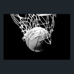 Pop Art Basketball Ball & Net Print Poster<br><div class="desc">Ich Liebe dieses Spiel. Beliebte Sportarten - Schwarz & Weiß Basketball Spiel Ball Image.</div>