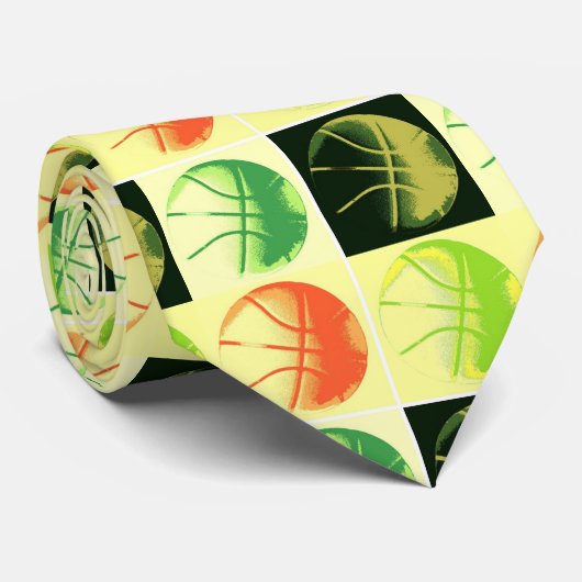 Pop Art Basketball Custom Krawatte (Gerollt)