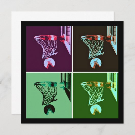 Pop Art Basketball Einladung (Vorne/Hinten)