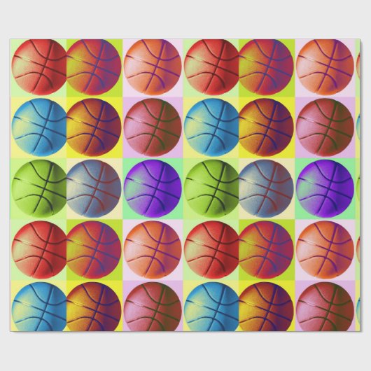 Pop Art Basketball Geschenkpapier (Flach)