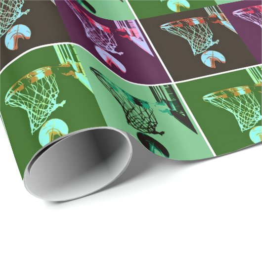 Pop Art Basketball Geschenkwrake Geschenkpapier (Rolleneckpunkt)