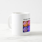 Pop Art Basketball Ihr Name Kaffeetasse (Vorderseite Links)