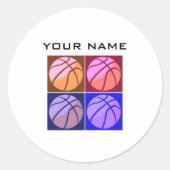 Pop Art Basketball Ihr Name Runder Aufkleber (Vorderseite)