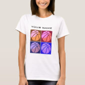 Pop Art Basketball Ihr Name T-Shirt (Vorderseite)