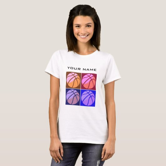 Pop Art Basketball Ihr Name T-Shirt (Vorne ganz)
