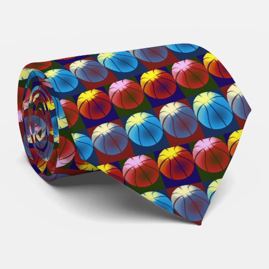 Pop Art Basketball Krawatte (Gerollt)