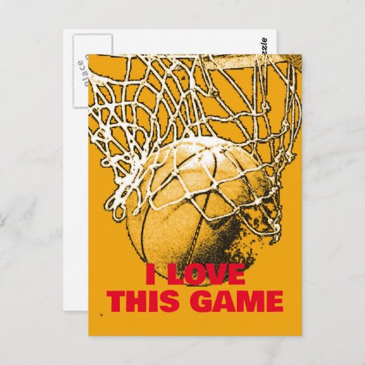 Pop Art Basketball Liebe Dieses Spiel Postkarte (Vorne/Hinten)
