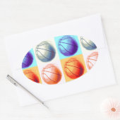 Pop Art Basketball Ovaler Aufkleber (Umschlag)