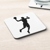 Pop Art Basketball Player Silhouette Getränkeuntersetzer (Linke Seite)