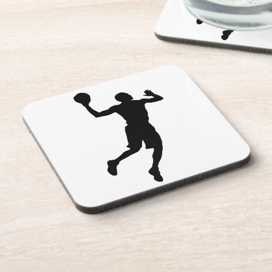 Pop Art Basketball Player Silhouette Getränkeuntersetzer (Linke Seite)