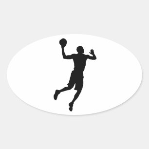 Pop Art Basketball Player Silhouette Ovaler Aufkleber