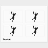 Pop Art Basketball Player Silhouette Rechteckiger Aufkleber (Blatt)