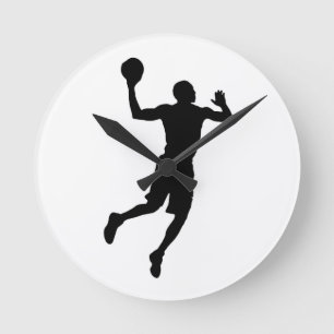 Pop Art Basketball Player Silhouette Runde Wanduhr