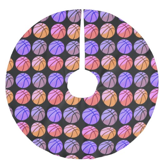 Pop-Art-Basketball Polyester Weihnachtsbaumdecke (Vorderseite)