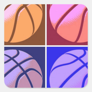 Pop Art Basketball Quadratischer Aufkleber
