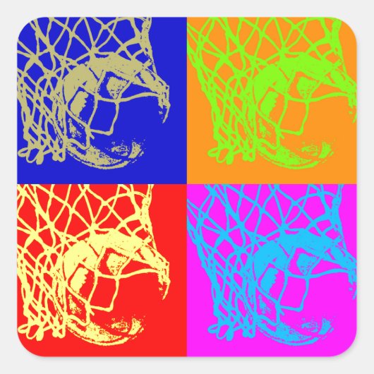 Pop Art Basketball Quadratischer Aufkleber (Vorderseite)