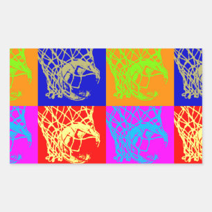 Pop-Art-Basketball Rechteckiger Aufkleber