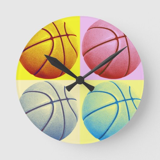 Pop Art Basketball Runde Wanduhr (Vorderseite)
