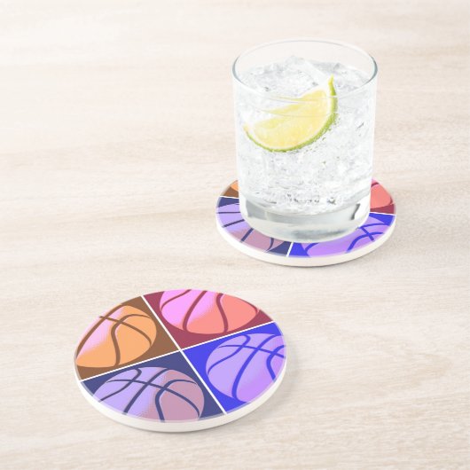 Pop Art Basketball Sandstein Untersetzer (Seite)
